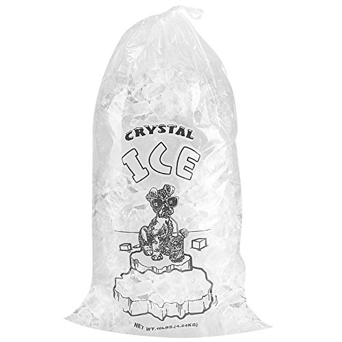 20 pound ice bags - Crystal Clear Commercial Ice Bags with Drawstring (10 lb or 20 lb) - Extra STRONG, Reusable, Puncture-Proof - Safe Food Grade Plastic (1.5 mil) (10lb (Pack of 100))