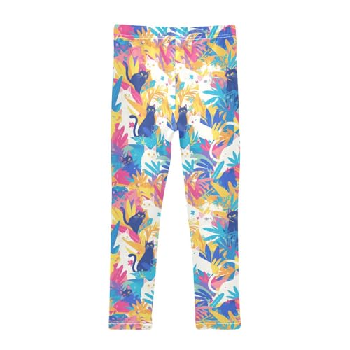 KLL Art Illustration Cats Toddler Girls Active Leggings Comfortable High Waisted Athleisure Pants Gym2