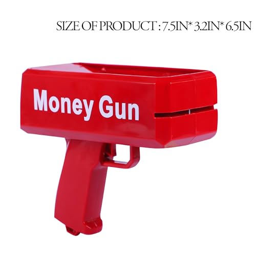 Image of Super Money Gun Cash Cannon for Wedding, Parties and Fun Includes Fake Dollars (2024) (RED Color)