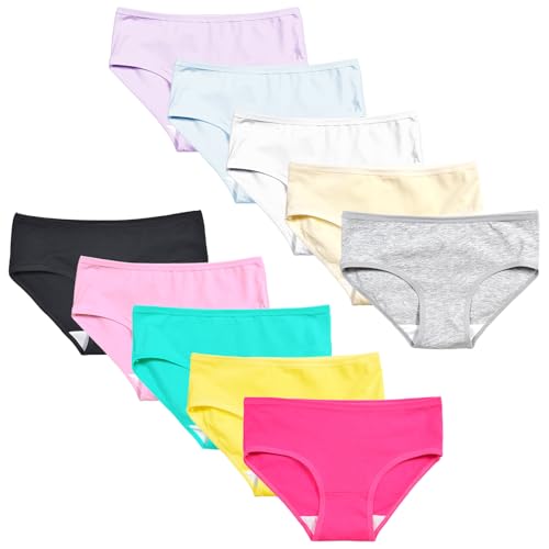 Girls 10 Pack Briefs Panties Cotton Soft Underwear for Kids Girls 7-8 8-10 10-12 12-14