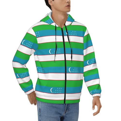 Sweat Ouzbékistan homme zippé en polyester doux épais de taille S à 3XL