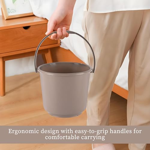 Image of Kuber Industries 2 Pcs Compact Size Plastic 5 Litre Bucket for Kitchen, Cleaning & Water Storage - Small Lightweight and Easy to Carry Utility Bucket Ideal for Mopping - Plain - Brown