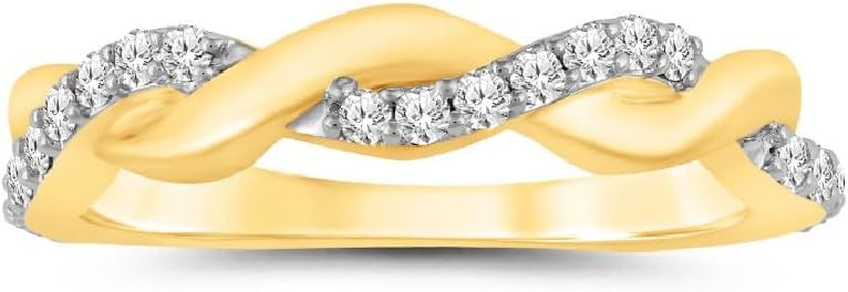 La Joya 1/4-1/2 CT TW Certified Lab Grown Intertwined Diamond Ring Bands | Solid 10k White Gold Twisted Vine Inspired Diamond Wedding Band | Sparkling GH VS/SI Diamond Ring for Women