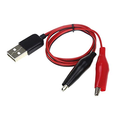 CABLEPELADO Cabo de alimentação 5 V USB macho a pinças de crocodilo 1 metro