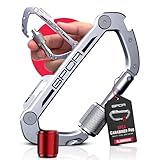 GPCA マルチツールカラビナ EDCギア ハイキングの必需品用 高耐久キーチェーンオーガナイザー フィリップス&フラットドライバー付き ボトルオープナー こじ開けツール ボックスカッター (GP カラビナ プロ 赤いリング付き アルミニウム)