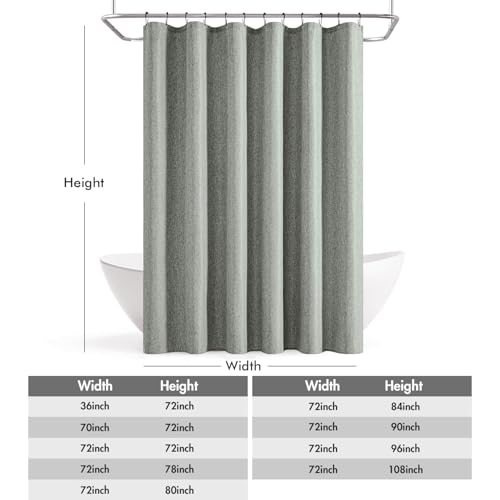 ANRODUO Extra Long Linen Shower Curtain, 108 Inch Long Heavy Duty Fabric Shower Curtain Set with 12 Metal Hooks, Waterproof Decor Machine Washable for Bathroom Bathtub Hotel, 72 x 108, Gray by ANRODUO - Image 7