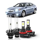 PCKXAZL Kit for Acura TL 2007 2008, D2S D2R High/Low Beam+ H11 H8 LED Fog Light Bulbs,6000K White,350% Brighter Lightness,Plug and Play, Longer Lifespan,Energy Conservation,IP67 waterproof,Pack of 4
