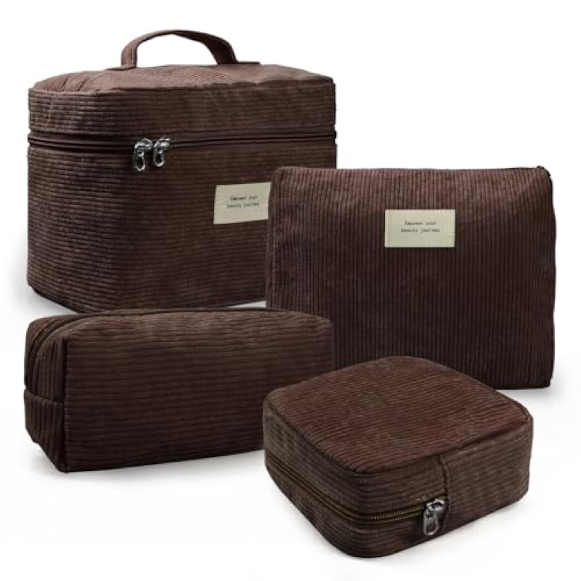 4 Pcs Corduroy Makeup Bag Set, Aesthetic Cute Bags