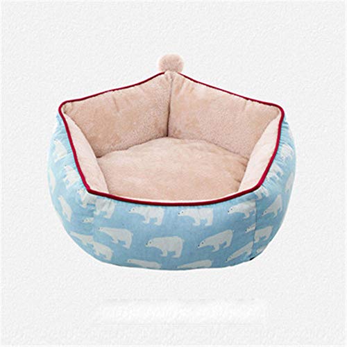 犬小屋 猫ベッド 猫の洞窟 & ハウス 新しい深い眠りの猫ベッド 子猫クッションハウス 暖かい子犬小屋 取り外し可能で洗濯可能な小型ペット用の厚い犬用ベッド-Blue_Polar_Bear_L Learned extensively