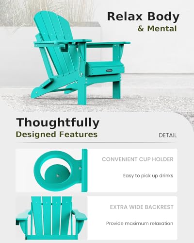 Muchenghy LAKE BLUE Folding Adirondack Chairs, Patio Chairs, Lawn Chairs, Outdoor Chairs, Adirondack Chair Plastic, Fire Pit Chairs thumb #7