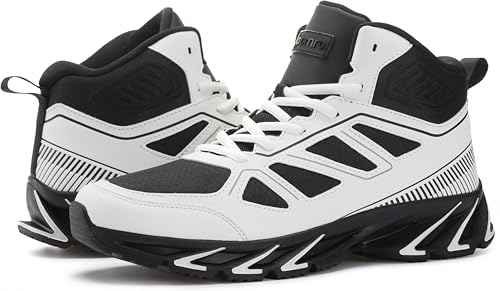 Image of Joomra Men's Stylish Sneakers High Top Athletic-Inspired Shoes | Premium Vegan Leather Upper, Durable Rubber Outsole, Perfect Ankle Support, Ideal for Outdoor & Casual Wear