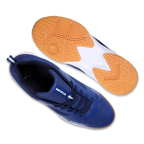 Image of NIVIA HY-Court 2.1 Badminton Shoes for Men | Ultimate Footwear for Court Mastery | Padel Shoes | Pickleball Shoes | Non-Marking Court Shoes | Unleash Your Full Court Potential | (Navy Blue /Red /Yellow /Black)