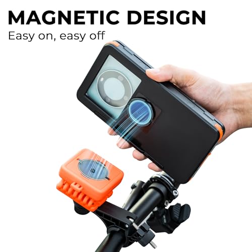 ROCKBROS Magnetic Bike Cell Phone Holder IPX4 Waterproof Motorcycle Phone Mount on Handlebar Fit for 4.7"-6.9" Phones FlipCase 360° Full-Body Protection 3S Quick Auto Lock Rotateable Anti-Shock by ROCKBROS - Used condition - Image 3