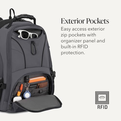 Image of SwissGear Sion Softside Expandable, Dark Grey, 2-Piece Set (Carry-On /Backpack), Sion Softside Expandable Spinner Luggage Durable Lightweight Travel Suitcase
