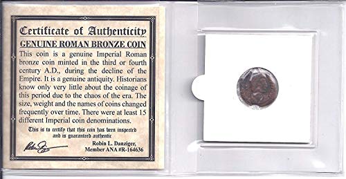 ANCIENT ROMAN BRONZE COIN ,1500 years old With COA