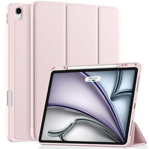 Funda iPad Air 13 con porta lápiz rosa m4 m3 soporte multiángulo delgada