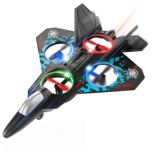 BEZGAR RC Fighter Jet Toy, 2.4GHz Remote Control Airplane with LED Lights