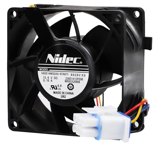WR60X26866 WR60X29099 Evaporator Fan Motor Compatible with ge Refrigerator Replace V80E14MS2A3-57A611 WR60X10356 WR60X10357 WR60X26033 WR60X10341 etc DC13.6V 0.16A (3 Blades)