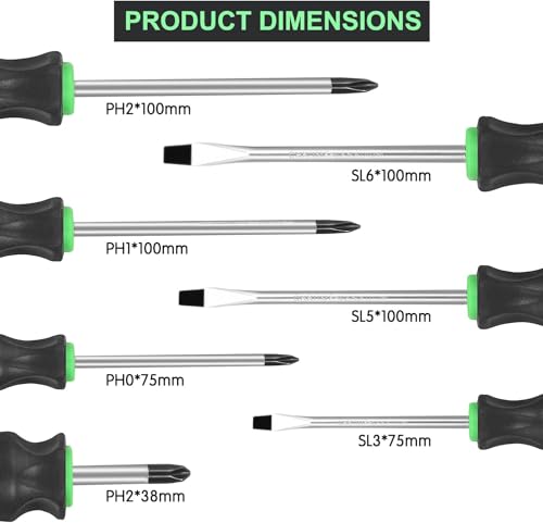 7-Piece Magnetic Screwdrivers Set, 4 Phillips and 3 Flat, Professional Cushion Grip Screwdriver Set - Image 3