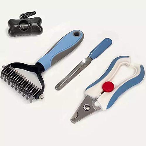 Cat/Dog Brush for Shedding and Grooming - Kit Includes Professional Nail Clippers for Dogs - Best Detangler Brush - Double-Sided…