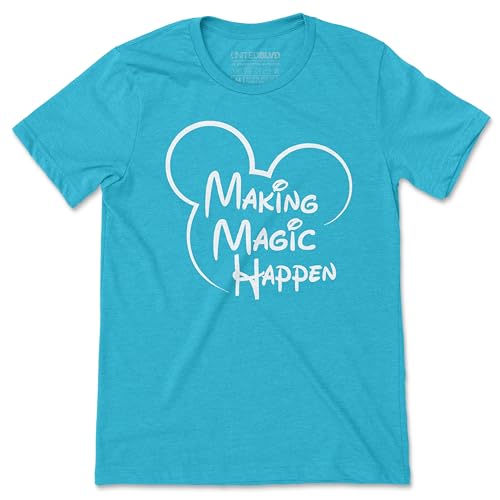 Image of Unisex Making Magic Happen T-Shirt | Graphic Vacation Tee | Perfect for Casual Everyday Printed Wear Tshirt (3XL, Heather Aqua)