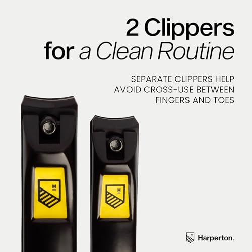 Image of Nail Clippers for Thick Nails - 2 Pack Heavy Duty Toenail & Fingernail Clippers for Men Precision Stainless Steel Cutter Set with Travel Case (Black)
