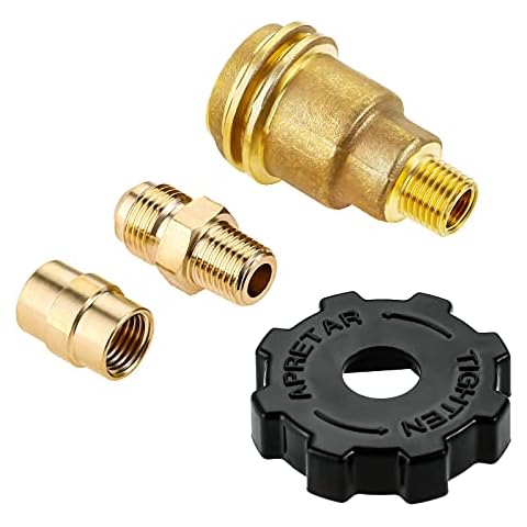 Etermeta 3 Pack QCC1 Nut Propane Tank Cylinder Adapter, Brass 1/4" x 1/4" NPT Female, 3/8" Flare x 1/4" Male Pipe, Thread Pipe Fitting for Disposable Bottle, 1lb Propane Tanks, Camping Grill Stove Cover