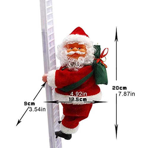 Santa Claus Climbing Ladder Electric Singing Up and Down Hanging Decoration Christmas Tree Ornaments Funny New Year Kids Gifts Party Decor (Ladder Single White)