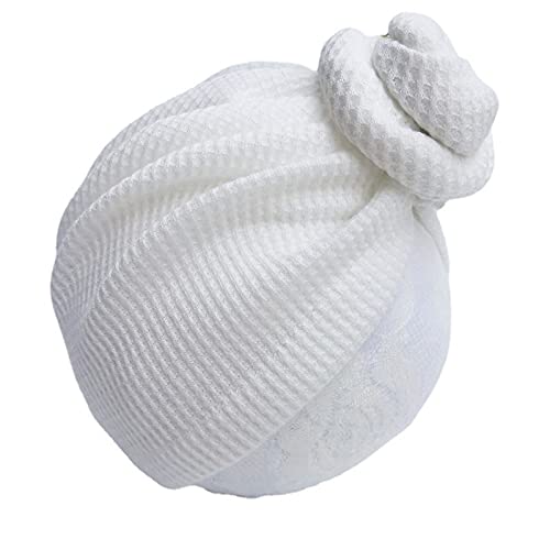 Asufegucd 5 Pieces Baby Turban Hats Turban Bun Knot Baby Infant Beanie Baby Girl Soft Toddler Cap Waffle Style (Girls 5Pcs) #TOP3