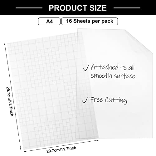 16 Sheets Of A4 Clear Dry Erase Board Paper Whiteboard For Fridge Clear Contact Paper Sheets For Wall Adhesive Dry Erase Board Sticker For Desk Refrigerator Office Classroom Wallpaper #TOP1