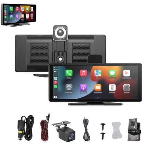 Smart 10.26" Carplay & 4k Dual-Dash Cam System, Portable Carplay Screen for Car, HD Car Stereo Touch Screen with Backup Camera
