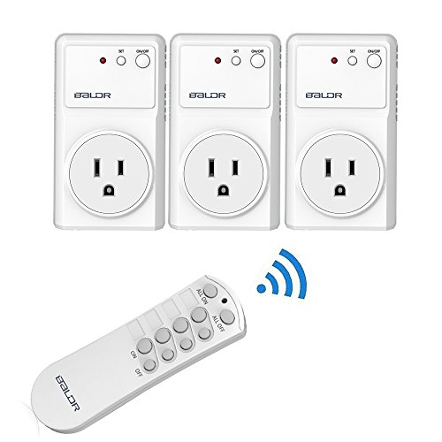 BALDR Remote Control Outlet Wireless Light Switch, Electrical Outlet Switch for Household Appliances, White Sockets (3-Pack)