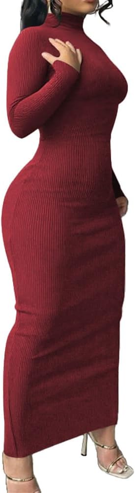 Nimsruc Women Bodycon Maxi Dress Long Sleeve Casual Long Dresses - Image 2