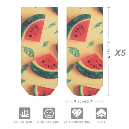 5 Pairs of Cotton Ankle Socks for Women Men Summer Watermelon Low Cut Socks for Running Hiking No Show Athletic Sock2