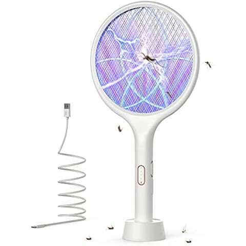 YISSVIC Electric Fly Swatter 4000V Bug Zapper Racket Dual Modes Mosquito Killer with Purple Mosquito Light Rechargeable for Indoor Home Office Backyard Patio Camping Cover