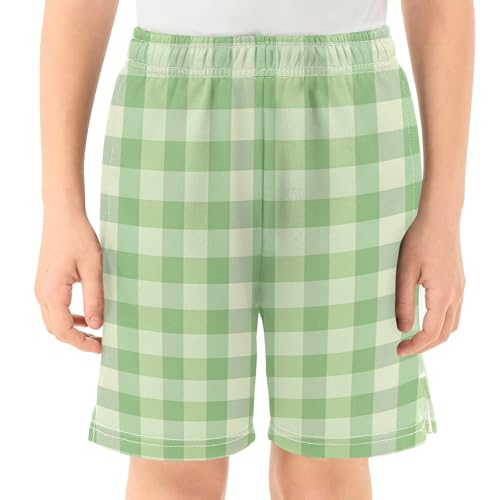 Classic Plaid Shorts for Boys Summer Athletic Pants Big Kids Sports Baseball Shorts with Pockets 7-15Y