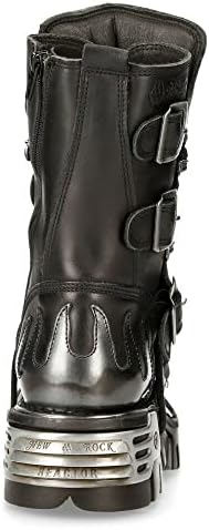 New Rock 591-S2 Women's Boots Black Flame Metallic Black Leather Goth Punk Biker Fashion 3 | Image 6