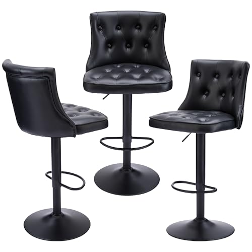 Image of FIRAVOE Swivel Kitchen Bar Stools Set of 3, Adjustable Height 25 inch-34 inch