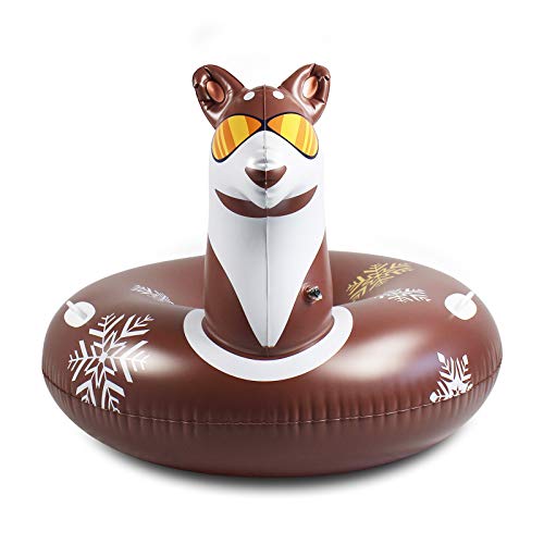 Giant Bear Snow Tube, Inflatable Snow Sleds for Snow Kids Adults Winter Snow Tube with Frontrest 0.6mm Thick Heavy Duty Sledding Float River Ride Tube Sledding Float, 46inch (Multicolor)