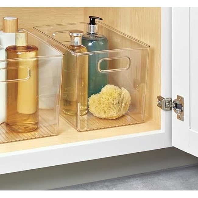 iDesign Linus BPA-Free Plastic Deep Kitchen Storage Bin with Handles - 12 x 8 x 7.75, Clear