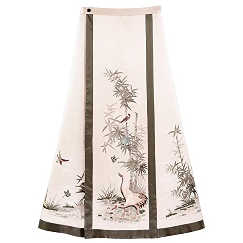 MOOCO MORNING Falda de Cara de Caballo con Bordado Pesado Falda Retro de Estilo Chino Joker Diario