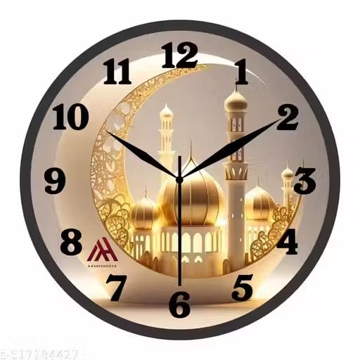 Image of Devansh Crafts Clock Decorative Designer and Stylish Glass Analog Wall Clock Suitalbe for Living Room Hall Bedroom, Office (Arabic Crescent)