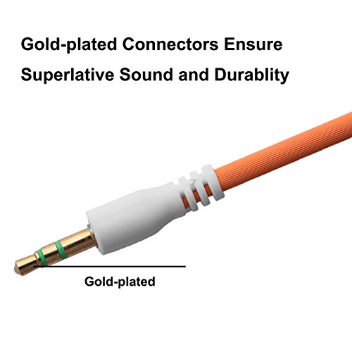 Cable auxiliar audio 3.5mm macho a macho 90cm naranja miniatura 3