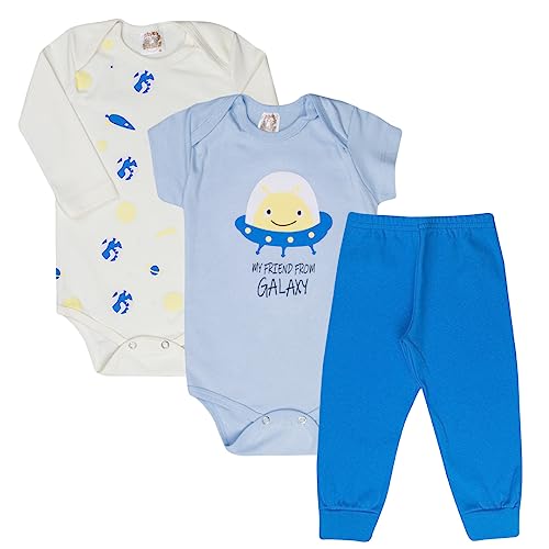 Kit Body Bebê Estampado Manga Longa e Manga Curta com Calça Mijão com 9 Peças Roupa Bebe Algodão par