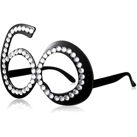 Birthday Glasses, Novelty Birthday Eyeglasses, Number Crystal Frame, Funny Costume Sunglasses, Anniversary Party Glasses for Birthday Decorations Celebration Party Favors (60 Shaped Style) Cover