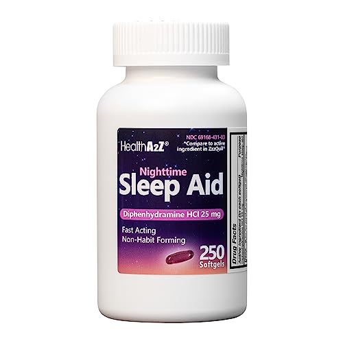 Image of HealthA2Z Sleep Aid, Diphenhydramine HCl 25mg Softgels, Supports Deeper, Restful Sleeping, Non Habit-Forming (250 Softgels)