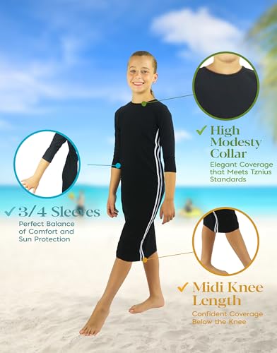 Image of Girl One Piece Modest Long Sleeve Swim Dress