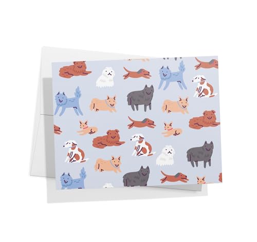 Image of Twigs Paper Note Cards - 12 Assorted Dog Pattern Designs with Envelopes - Made in the USA - Eco-Friendly Blank Note Cards for Everyday Correspondence - 5.5 x 4.25 Inches