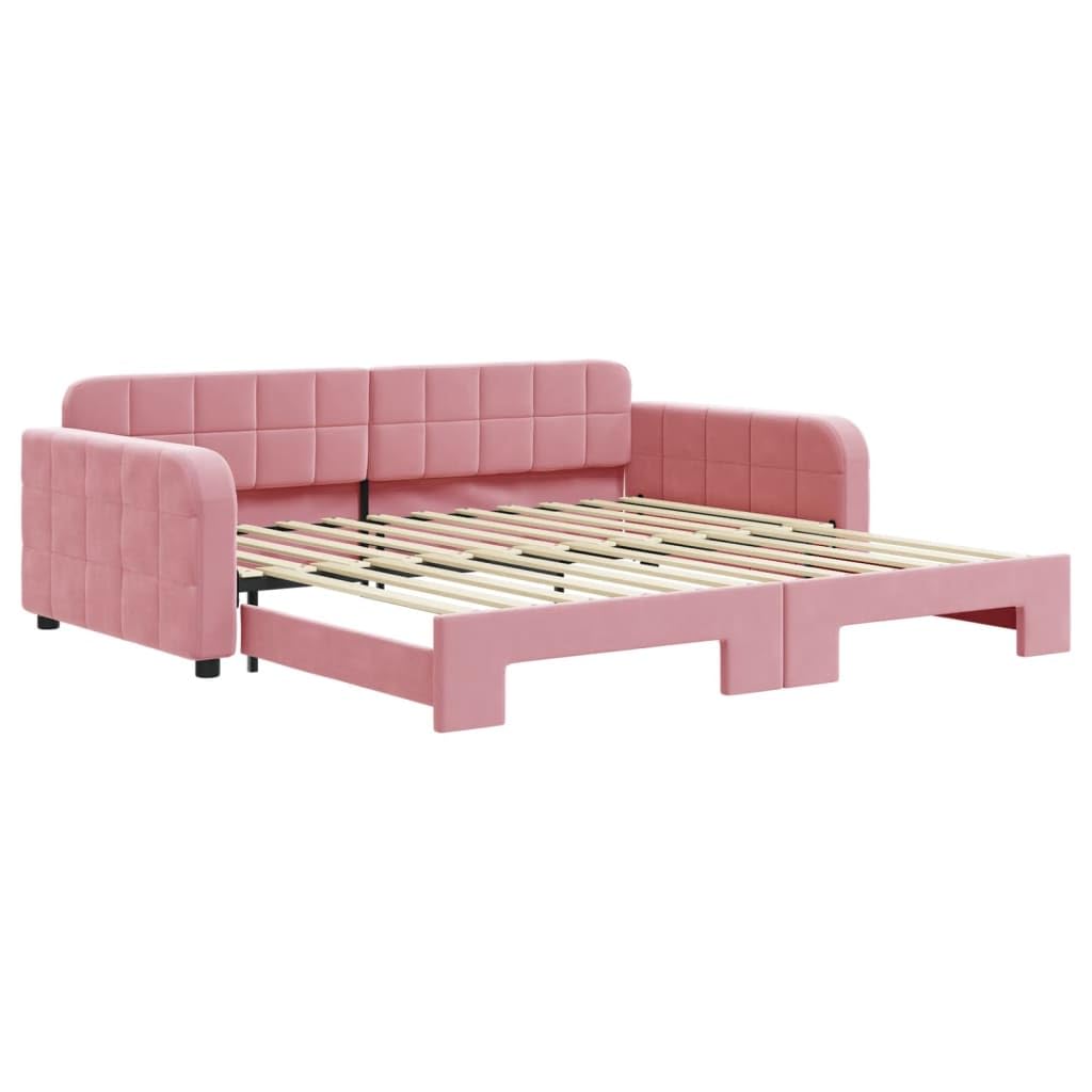 Générique Lit de Jour avec lit gigogne Rose 100x200 cm Velours,Meubles,Lits & Accessoires,Lits & Cadres de lit,3196939