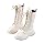 White Combat Boots for Girls with Side Zipper Lace-Up Knee-High Lug Sole Dress/School Boots – Toddler/Little/Big Kids 4-12 Years